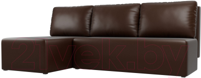 Диван угловой Лига Диванов Поло левый (экокожа коричневый) - фото