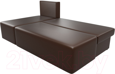 Диван угловой Лига Диванов Поло левый (экокожа коричневый)