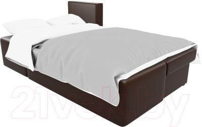 Диван угловой Лига Диванов Поло левый (экокожа коричневый)