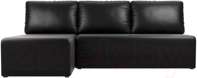 Диван угловой Лига Диванов Поло левый (экокожа черный)