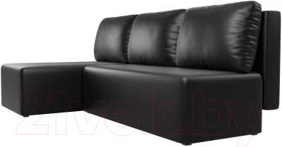 Диван угловой Лига Диванов Поло левый (экокожа черный)