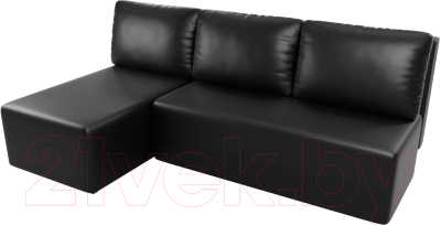 Диван угловой Лига Диванов Поло левый (экокожа черный)
