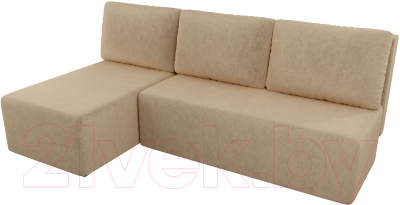Диван угловой Лига Диванов Поло левый (микровельвет бежевый)