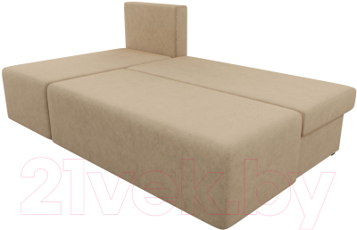 Диван угловой Лига Диванов Поло левый (микровельвет бежевый)