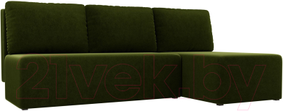 Диван угловой Лига Диванов Поло правый (микровельвет зеленый) - фото
