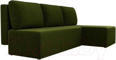 Диван угловой Лига Диванов Поло правый (микровельвет зеленый)