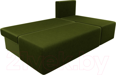 Диван угловой Лига Диванов Поло правый (микровельвет зеленый)