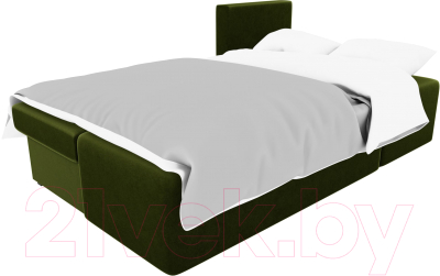 Диван угловой Лига Диванов Поло правый (микровельвет зеленый)