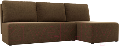 Диван угловой Лига Диванов Поло правый (микровельвет коричневый) - фото