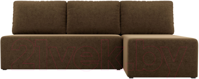 Диван угловой Лига Диванов Поло правый (микровельвет коричневый)