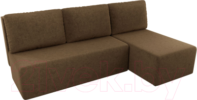 Диван угловой Лига Диванов Поло правый (микровельвет коричневый)