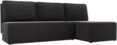 Диван угловой Лига Диванов Поло правый (микровельвет черный) - фото