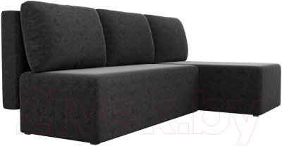 Диван угловой Лига Диванов Поло правый (микровельвет черный)