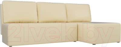 Диван угловой Лига Диванов Поло правый (экокожа бежевый) - фото