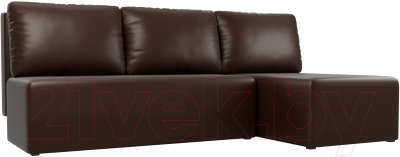 Диван угловой Лига Диванов Поло правый (экокожа коричневый) - фото