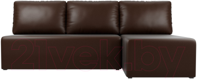 Диван угловой Лига Диванов Поло правый (экокожа коричневый)