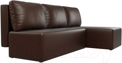 Диван угловой Лига Диванов Поло правый (экокожа коричневый)