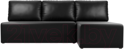 Диван угловой Лига Диванов Поло правый (экокожа черный)