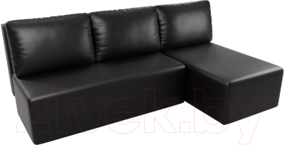 Диван угловой Лига Диванов Поло правый (экокожа черный)