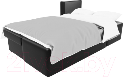 Диван угловой Лига Диванов Поло правый (экокожа черный)