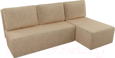 Диван угловой Лига Диванов Поло правый (микровельвет бежевый)