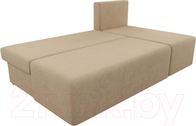 Диван угловой Лига Диванов Поло правый (микровельвет бежевый)