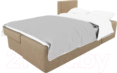 Диван угловой Лига Диванов Поло правый (микровельвет бежевый)