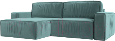 Диван угловой Лига Диванов Прага классик левый (велюр бирюзовый) - фото