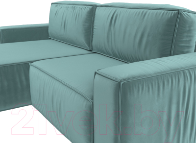 Диван угловой Лига Диванов Прага классик левый (велюр бирюзовый)