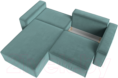 Диван угловой Лига Диванов Прага классик левый (велюр бирюзовый)