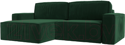 Диван угловой Лига Диванов Прага классик левый (велюр зеленый) - фото