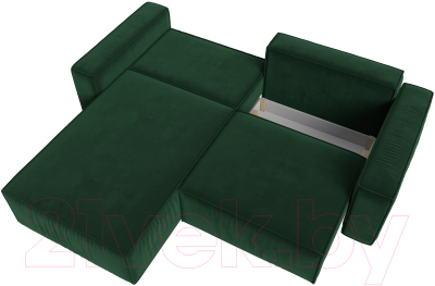 Диван угловой Лига Диванов Прага классик левый (велюр зеленый)