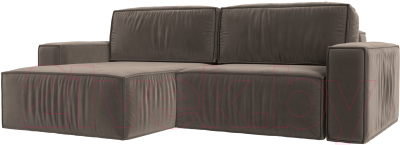 Диван угловой Лига Диванов Прага классик левый (велюр коричневый) - фото