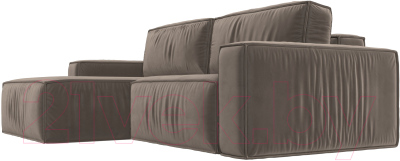 Диван угловой Лига Диванов Прага классик левый (велюр коричневый)