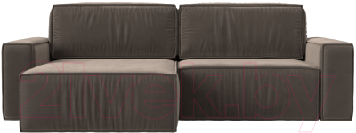 Диван угловой Лига Диванов Прага классик левый (велюр коричневый)