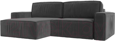 Диван угловой Лига Диванов Прага классик левый (велюр серый) - фото