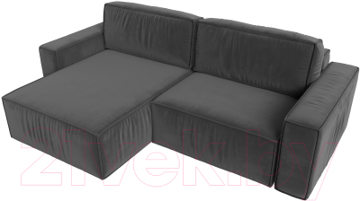 Диван угловой Лига Диванов Прага классик левый (велюр серый)
