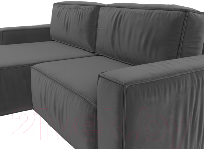 Диван угловой Лига Диванов Прага классик левый (велюр серый)