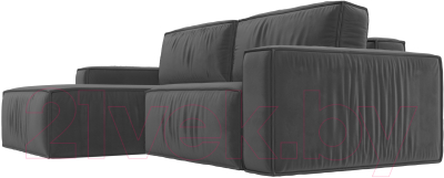 Диван угловой Лига Диванов Прага классик левый (велюр серый)