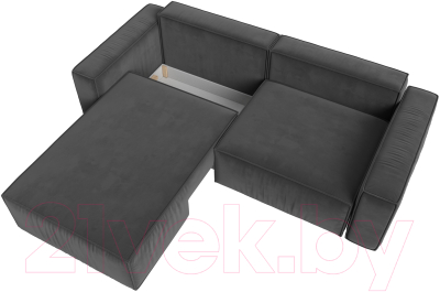 Диван угловой Лига Диванов Прага классик левый (велюр серый)