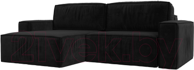 Диван угловой Лига Диванов Прага классик левый (велюр черный) - фото