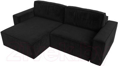 Диван угловой Лига Диванов Прага классик левый (велюр черный)