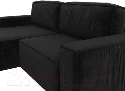 Диван угловой Лига Диванов Прага классик левый (велюр черный)
