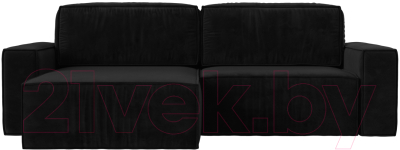 Диван угловой Лига Диванов Прага классик левый (велюр черный)