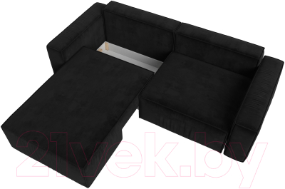 Диван угловой Лига Диванов Прага классик левый (велюр черный)