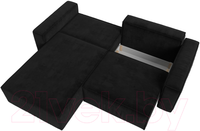 Диван угловой Лига Диванов Прага классик левый (велюр черный)