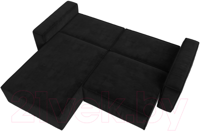 Диван угловой Лига Диванов Прага классик левый (велюр черный)