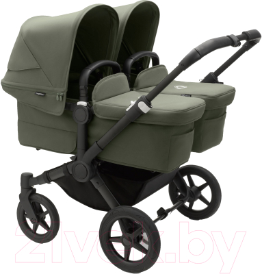 Детская универсальная коляска Bugaboo Donkey 5 2 в 1 с капюшоном (Black/Forest Green) - фото