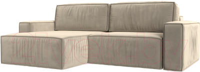 Диван угловой Лига Диванов Прага классик левый (микровельвет бежевый) - фото