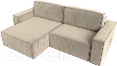Диван угловой Лига Диванов Прага классик левый (микровельвет бежевый)